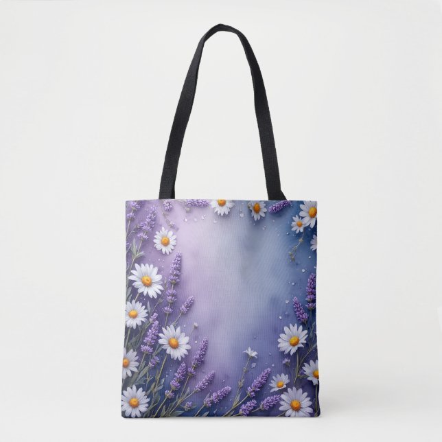 Bolsa Tote Blooming Daisies & Lavanda (Frente)