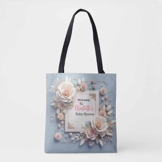 Bolsa Tote Blooming with Love: A Welcome Chá de fraldas (Frente)