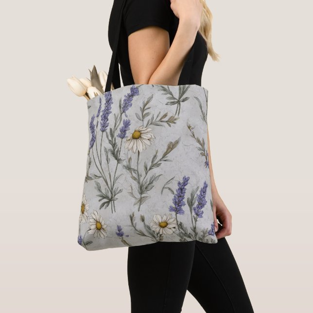 Bolsa Tote Blooms de Lavanda Suave (Close Up)