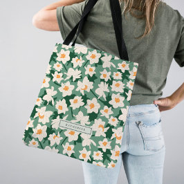 Bolsa Tote Blooms Florais de Primavera Daffodil | Monograma V