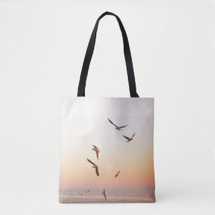 BOLSA TOTE BLOQUEIO DE AVES BRANCAS E COROAS