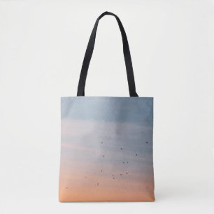 BOLSA TOTE BLOQUEIO DE AVES NO ESCÉU AZUL E LARANJA