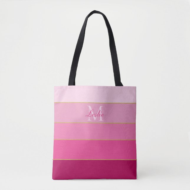 Bolsa Tote Bloqueio de Cor do Ombro Rosa Personalizado (Frente)