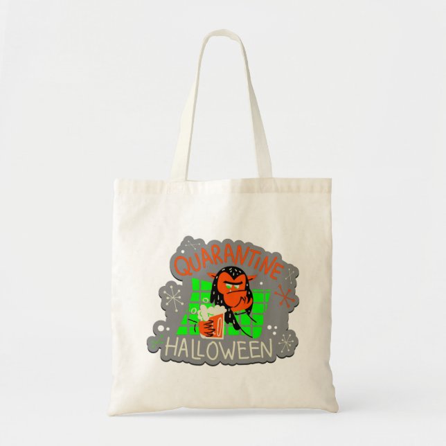 Bolsa Tote bloqueio de covid monstro de quarentena de hallowe (Frente)