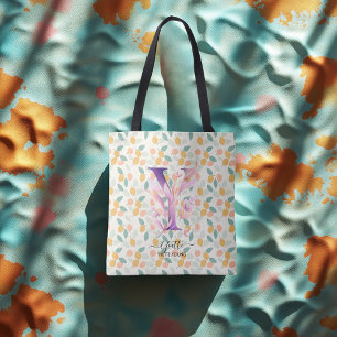 Bolsa Tote Blossomas vibrantes de Yvette - Monograma floral d