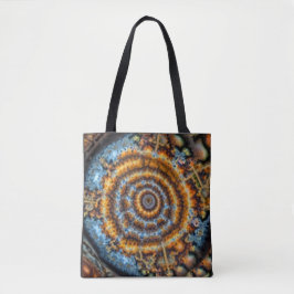 Bolsa Tote blue and gold fractal swirl