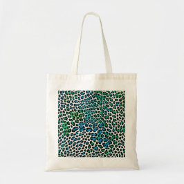 Bolsa Tote Blue and green leopard print