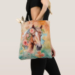 Bolsa Tote Blue and Yellow Floral Allover Pattern Horse Head<br><div class="desc">A pretty blue and yellow floral allover pattern on both sides of this elegant tote bag, with a beautiful horses head included</div>