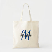 Blue & Black Simple Monogram Classic Trendy