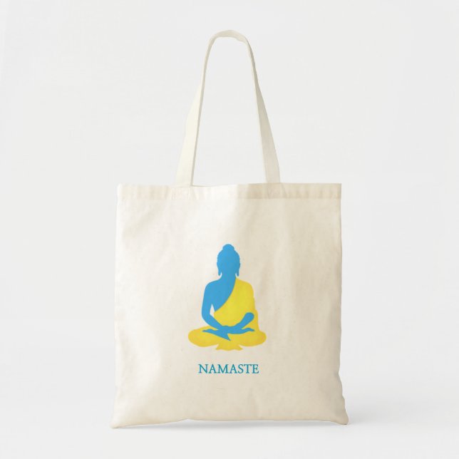Bolsa Tote Blue buddha namaste (Frente)
