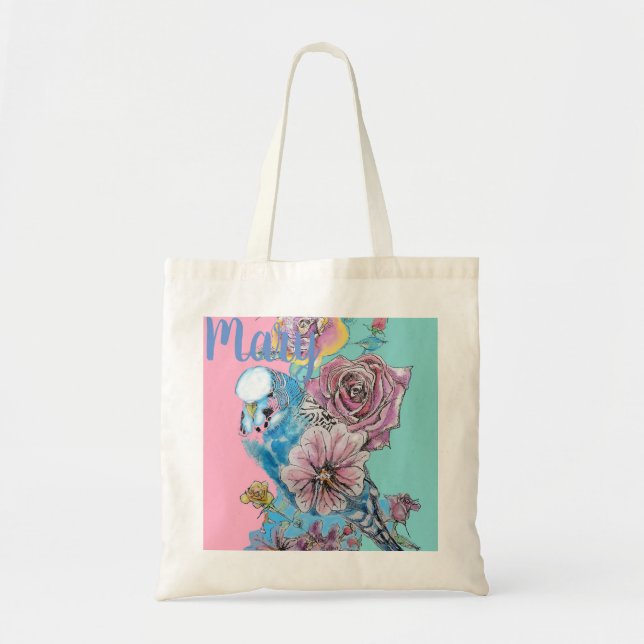 Bolsa Tote Blue Budget Rosa Fllower Tote Bag (Frente)