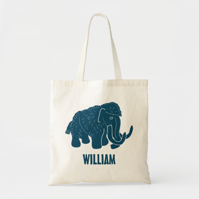 Bolsa Tote Blue Cartoon Wooly Mammoth Personalizado (Frente)