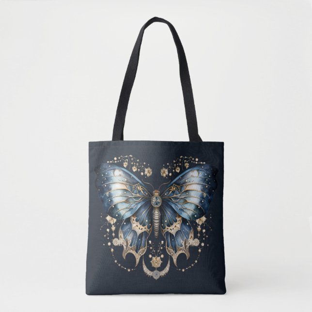 Bolsa Tote Blue Celestial Butterfly – Moon Witch Aesthetic (Frente)