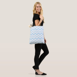 Bolsa Tote Blue Chevron Print Baby Blue Zigzag Design
