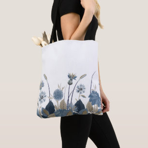 Bolsa Tote Blue Dahlias Cornflower