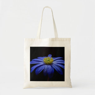 Bolsa Tote Blue Daisy Gerbera Flower em preto