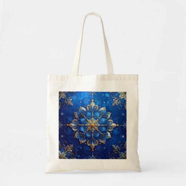 Bolsa Tote Blue Decorative Holiday Tote Bag (Frente)