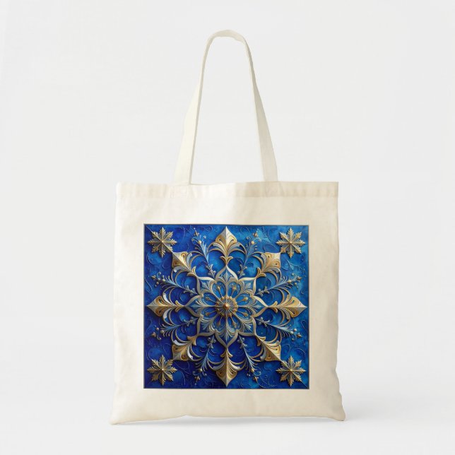 Bolsa Tote Blue Decorative Holiday Tote Bag (Frente)