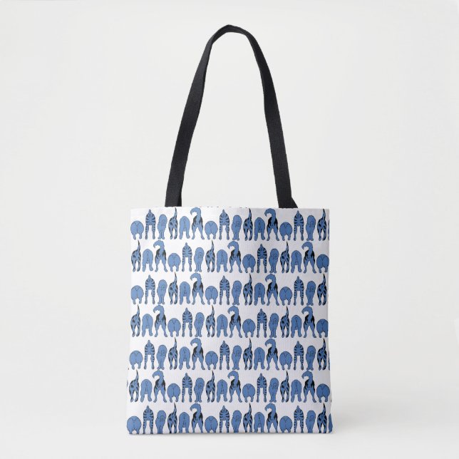 Bolsa Tote Blue Dog Butts Pattern (Frente)
