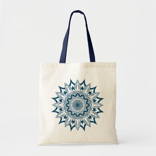 Bolsa Tote Blue Floral Mandala Tote Bag (Frente)