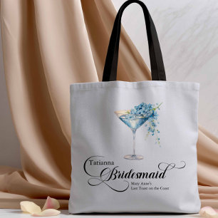 Bolsa Tote Blue Floral Martini Bridesmaid Bachelorette