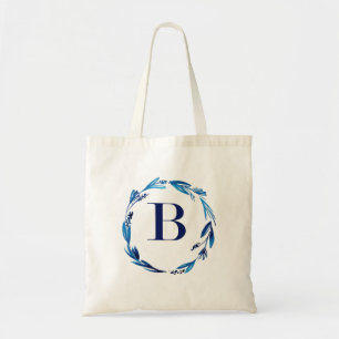 Bolsa Tote Blue Floral Wreath 'B'