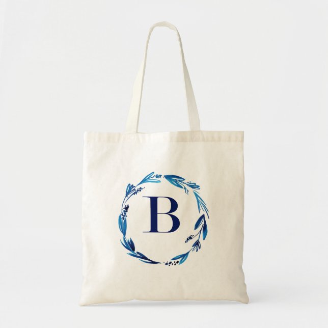 Bolsa Tote Blue Floral Wreath 'B' (Frente)