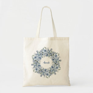 Bolsa Tote Blue Floral Wreath e Arco personalizados