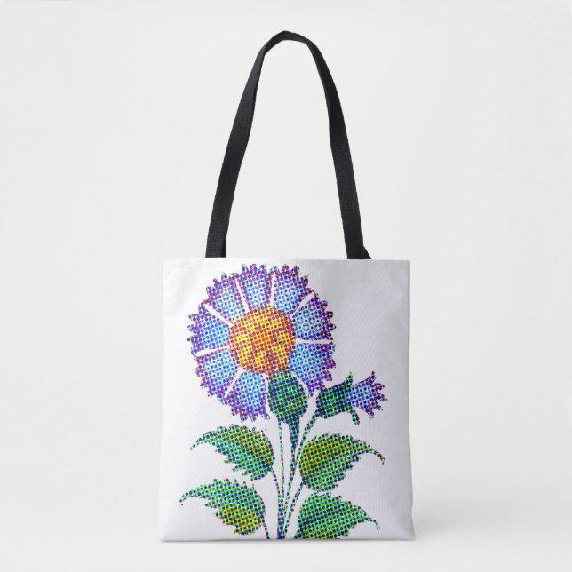 Bolsa Tote Blue Flower Halftone Fine Art (Frente)