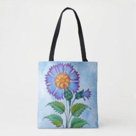 Bolsa Tote Blue Flower Halftone on Blue Fine Art