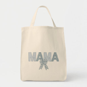 Bolsa Tote Blue Gingham MAMA com arco