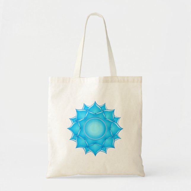 Bolsa Tote Blue Glass Lotus Flower Drawing (Frente)