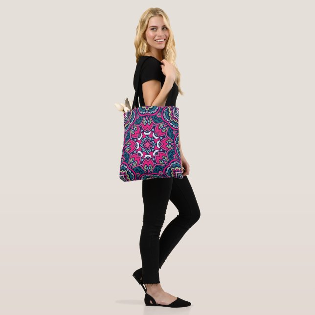 Bolsa Tote Blue, Green, Pinks e Purple Geométrico Mandala (No(a) Modelo)