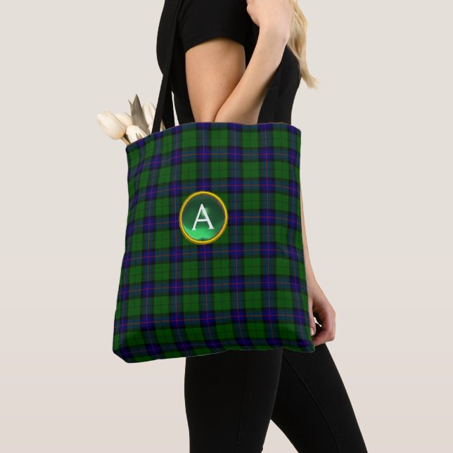 BOLSA TOTE BLUE GREEN SCOTT ARMSTRON TARTAN GEM MONOGRAMA (Close Up)