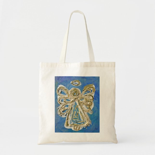 Bolsa Tote Blue Guardian Angel Custom Art Toag (Frente)