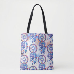 Bolsa Tote Blue Hand Painted Watercolor Modern Boho