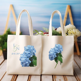 Bolsa Tote Blue Hydrangeas Wedding Monogrammed