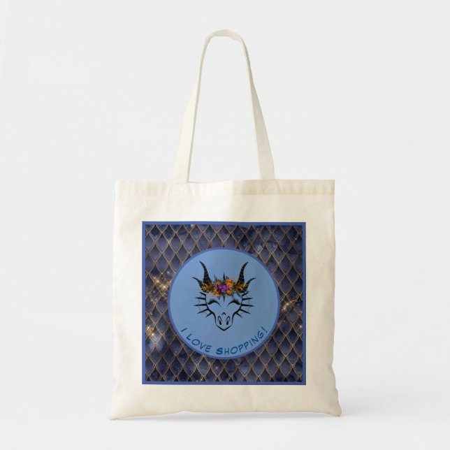 Bolsa Tote Blue I Love Comprando Dragon Head & Scals Tote Bag (Frente)
