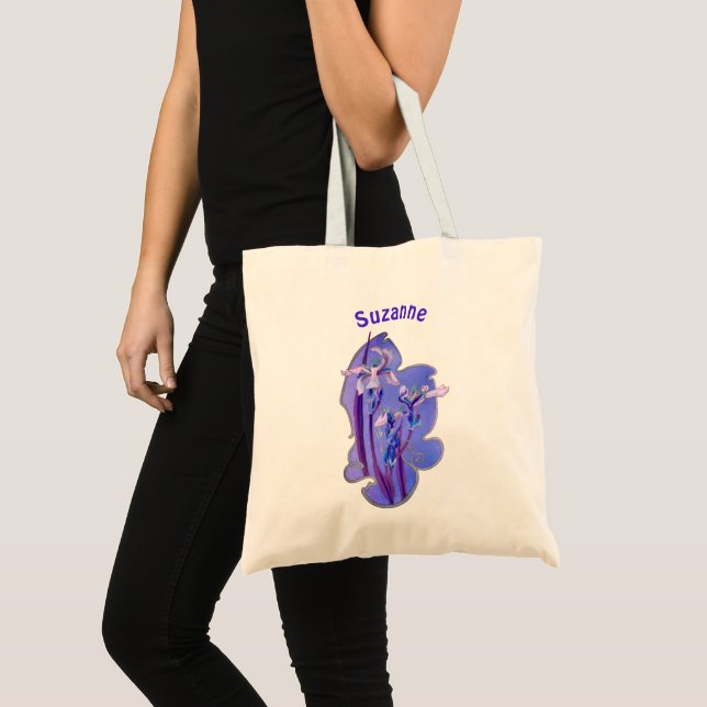 Bolsa Tote Blue Iris Floral Art Personalizado (Frente (produto))