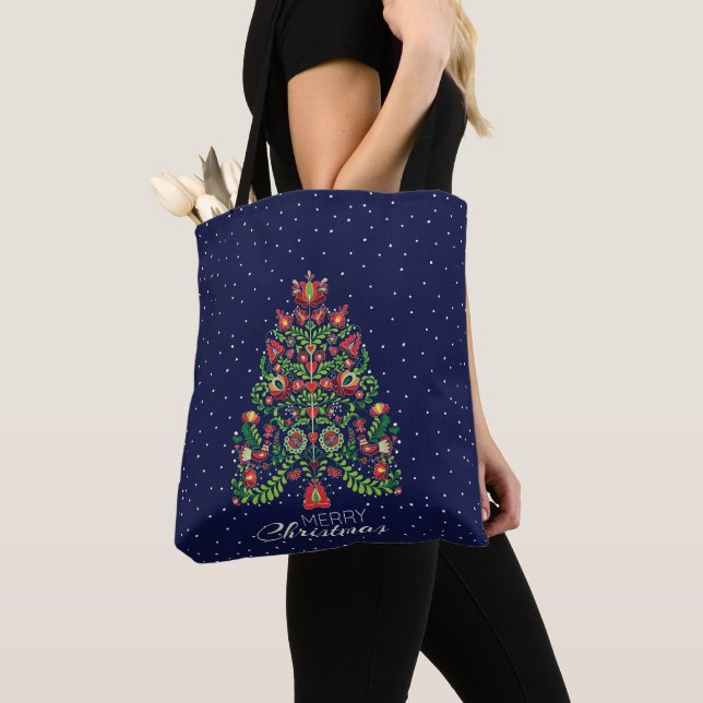 Bolsa Tote Blue Kalocsa Matyo Folk Natal (Close Up)
