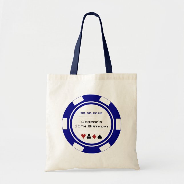 Bolsa Tote Blue Las Vegas Casino Poker Chip Birthday (Frente)