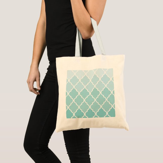 Bolsa Tote Blue Latticework, Ombre, Quatrefoil, Trellis (Frente (produto))