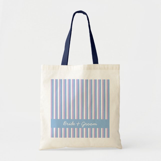 Bolsa Tote Blue Lilac White Stripes Blue Bag (Frente)