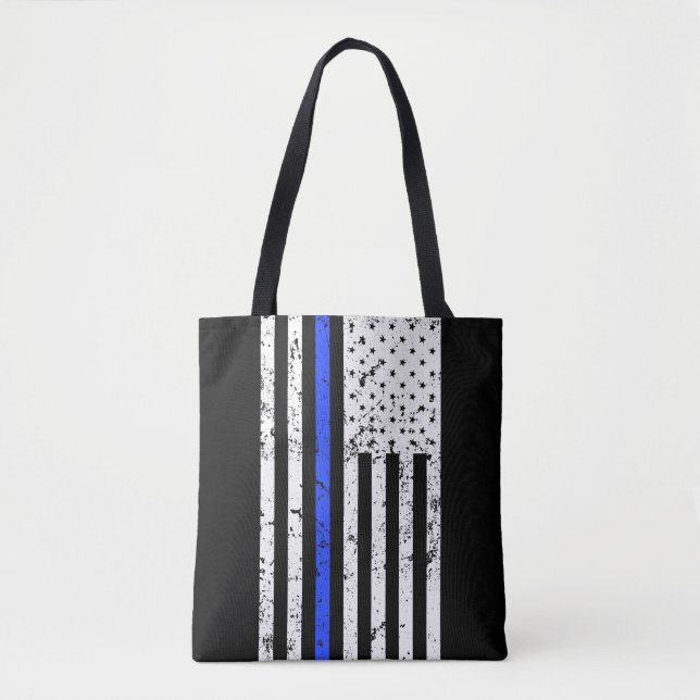 Bolsa Tote Blue Line fino - agente da polícia - saco (Frente)