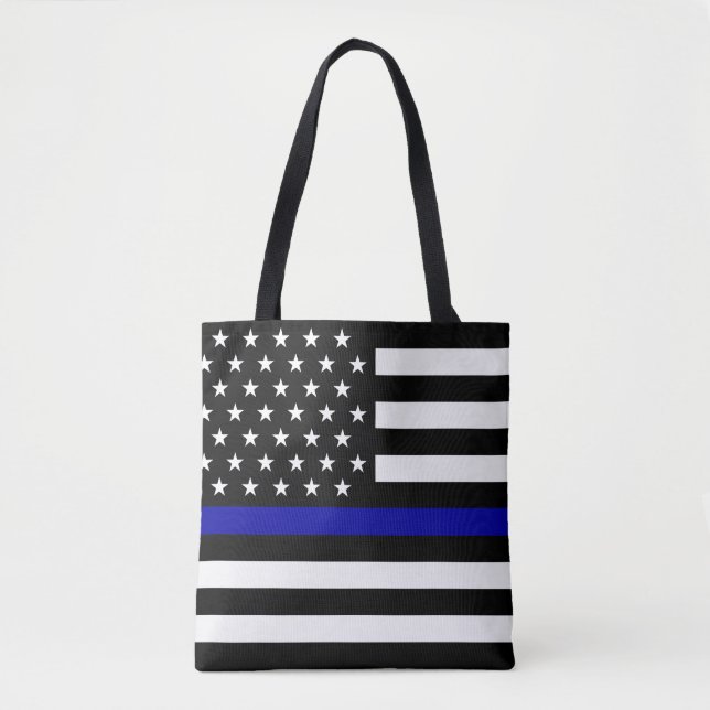 Bolsa Tote Blue Line fino embandeira (Frente)