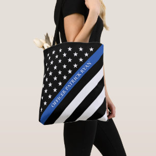 Bolsa Tote Blue Line fino policia o monograma da bandeira