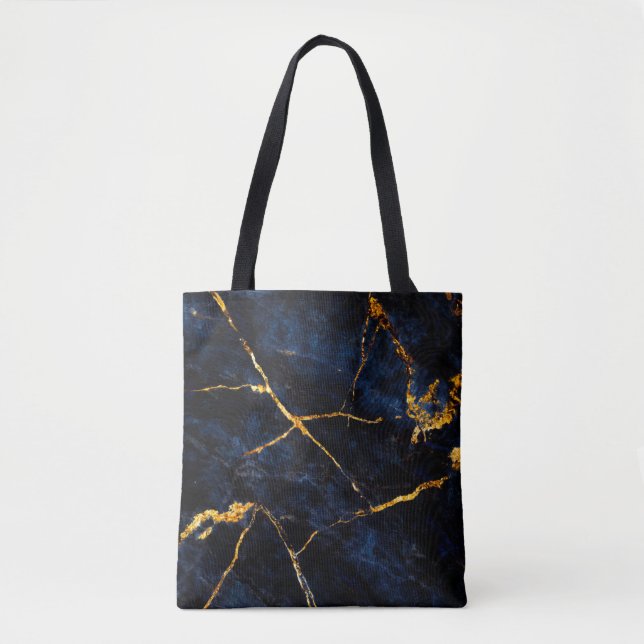 Bolsa Tote Blue marble texture background, Italian marble sla (Frente)