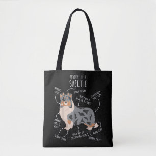 Bolsa Tote Blue Merle Sheltie Shetland Sheepdog Anatomia, Fun
