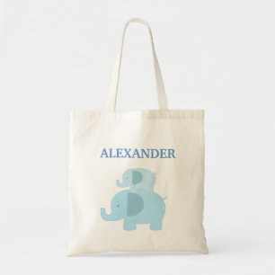 Bolsa Tote Blue Mod Elephants Fralda Tote Bag - adicione um N
