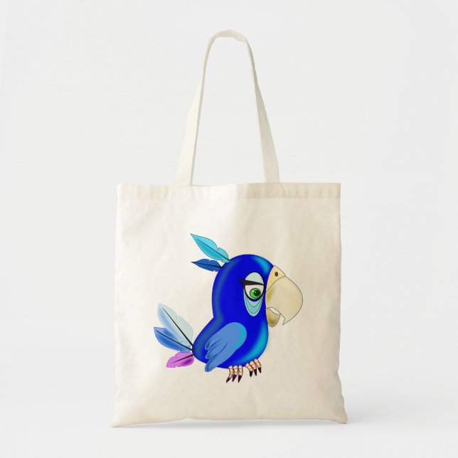 Bolsa Tote Blue Parrot Tote Bag Divertido - Pintura (Frente)